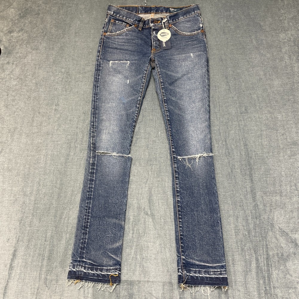 Cone Denim S Gene White Oak Jeans Women 29x30 Blue Denim Distressed Straight Leg
